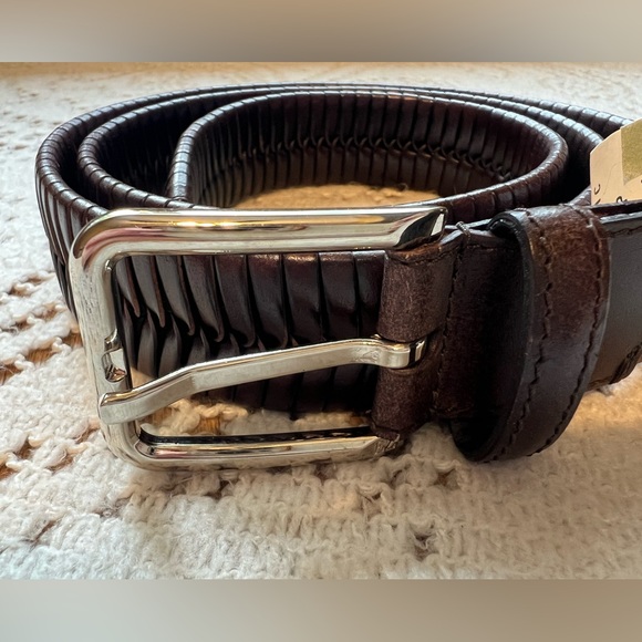 Rene holds Zegna Lamb Leather Braided Men’s Belt - Picture 2 of 8